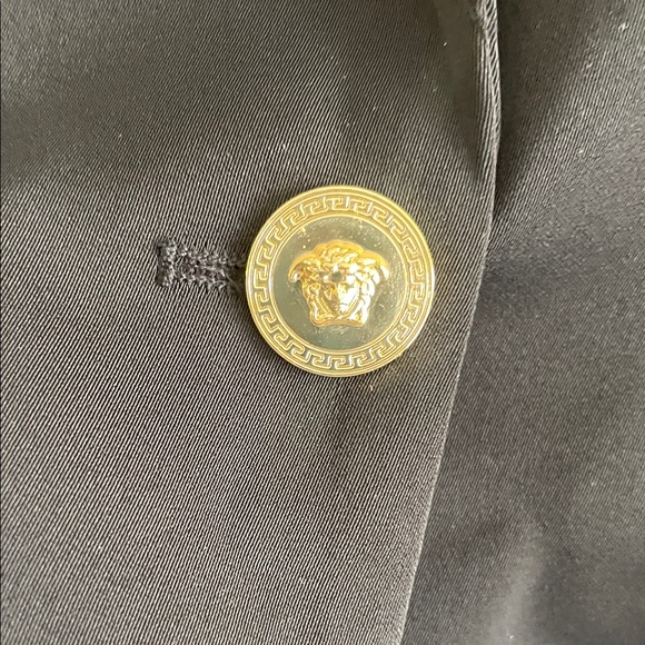 Black Women's Tailored Blazer with Gold Pin Details - Picture 6 of 11
